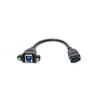 Conector fêmea DB9 com abas de montagem, para montagem em painel, converte para conector fêmea USB A; cabo adaptador de painel de dispositivo