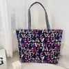 Bolso de Lona Nuevo Estampado, Gran Capacidad, Bolso Tote Estilo Coreano, Bolso de Tela Floral Artística para Estudiantes, Bolso de Hombro para Mujer