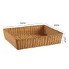 Cesta de Exhibición de Frutas y Pan de Mimbre Sintético de Alta Gama para Supermercado, Cesta de Frutas para Snacks, Cesta para Guardar Dulces y Frutas Secas del Hogar