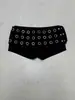 Estación Independiente Calle Transfronteriza Moda Callejera Estilo Punk Decoración de Ojales Metálicos Cintura Baja Huecos Chica Caliente de Moda Pantalones Ultra Cortos