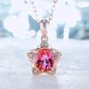Zhenrong Europeo y Americano Nuevo 1 quilate Imitación Colgante de Turmalina Roja Chapado Collar de Oro Rosa de 18K Joyería de Tesoro de Color para Mujer