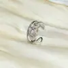 Hebilla de Cinturón de Lujo Ligero y de Gama Alta Totalmente Incrustada con Diamantes Anillo Abierto para Mujer Cobre Chapado en Oro No se Desvanece Moda Anillo Abierto de Lujo Ligero