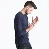 Camiseta de Manga Larga para Hombre Tendencia Primavera 2025 Tops Casuales de Cuello Redondo Camisas Básicas para Hombre