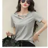 2026 Verano Manga Corta Mujer Nuevo Diseño Estilo Coreano Versátil Camiseta con Cuello en V para Estudiantes Mujer Holgada Talla Grande Top Moderno