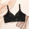 Peito Grande Roupa Íntima Pequena Estilo Francês Renda Copo de Cristal Verão Feminino Fino Modelador Sem Aro Copo de Orelha de Coelho Sutiã