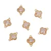 Cobre Relleno de Oro de 18K Cristal Circonita Borde Trébol de Cuatro Hojas Doble Colgante Accesorios Colgante Hecho a Mano DIY Accesorios para Joyería Venta al por Mayor