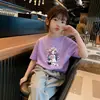 Camiseta de Manga Corta de Algodón Puro para Niñas Ropa de Verano Dulce Nuevo Estilo Top Delgado Elegante para Niñas Pequeñas y Medianas y Bebés Camiseta de Moda Genial para Niñas