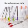 Clipe de alimentos de silicone resistente a altas temperaturas mini clipe de churrasco de aço inoxidável luvas de desenho animado de silicone de silicone de gelo