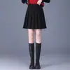 Saia plissada A-line de lã Pequena Saia de Terno Inverno 2024 Cintura Alta Cobrindo o Quadril Slim Moda Saia