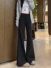 Pantalones acampanados estilo americano negros para mujer, nueva colección otoño 2026, corte ajustado, adelgazantes, casuales, aptos para petite, deportivos, joggers ligeramente acampanados
