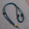 Cuerda de collar tejida a mano con colgante de jade de oro antiguo para hombres y mujeres, colgante de cuello, cuerda de colgante de jade