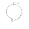 Collar Personalizado de Flor Rosa Púrpura Minba para Mujer, Diseño de Nicho de Lujo Ligero, Nuevo Estilo 2024, Cadena Dulce y Fresca para Clavícula