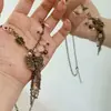 Colar de Joias Antigo Feito à Mão [História de Xishan] Flor de Contas Borboleta Vintage Nicho Retrô