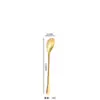 Colher de Mexer de Aço Inoxidável 304 Criativa de Cabo Longo Colher para Gelo Colher Doméstica para Café Garfo para Frutas Colher Dourada para Condimentos Colher para Mel