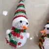 Muñeco de nieve de cristal blanco navideño Luz LED a batería Decoración de regalo Colgante con bola acrílica luminosa de dibujos animados