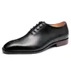 Sapatos de Couro Pontudos para Homens, Couro Genuíno, Sapatos Oxford Formais de Negócios com Escultura Britânica, Sapatos Masculinos Artesanais de Couro Integral de Vaca, Dropshipping