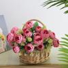 Cesta de Flores de Mimbre de Mano, Cesta de Ratán, Cesta de Almacenamiento para Salida de Picnic de Verano, Cesta de Princesa con Arreglo de Flores Artificiales