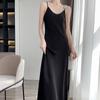 Vestido Triacetato de Seda com Alças para Mulheres Verão Solto Interno Saia Longa Design Francês Cetim Fada Fabricante