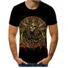 Camiseta para Hombre con Estampado Digital 3D de Calavera de Cerveza de Halloween Nueva Tendencia de Verano Cuello Redondo Manga Corta