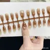 Outono e Inverno Novo Estilo Galho Dourado Folha de Jade 30 Peças de Manicure Codificada Unhas Usáveis Atacado