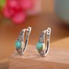 Personagem prata S925 prata esterlina incrustada geométrica pedra solta brinco personalidade feminina versátil moda nicho brincos