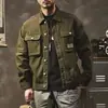 Chaqueta de mezclilla vintage resistente estilo retro americano para hombre, nuevo estilo de primavera, corte holgado, chaqueta de trabajo para hombre rudo de caza