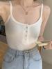 Camisola de Algodón de Alta Calidad para Mujer, 260g, Nuevo Estilo Verano 2026, Top sin Espalda con Botones y Cuello en U, Pura Tentación