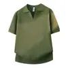 Camisa Polo Tricô Manga Curta Masculina Gola V Gola Gaivota Padrão Abacaxi Estilo Old Money Camiseta Seda Gelada Verão Atravessando Fronteiras Fábrica Atacado