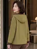 Moda Otoño 2026 Nuevo Conjunto para Mamá Abrigo con Capucha Reductor de Edad para Mujeres de Mediana Edad y Mayores, Cortavientos Casual, Chaqueta Corta