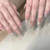 -Uñas Francesas Pila Diamante Elegantes Blanqueamiento Acabado Usables Uñas Postizas Medias Removibles Parches de Manicura