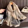 Bufanda Delgada de Imitación Seda Estilo Nuevo para Mujer, Primavera y Verano, Mariposa Perla Hecha a Mano, Moda de Lujo Ligero, Chal Caliente con Perlas Transfronterizo