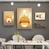 Pintura Decorativa Cálida Nórdica para Comedor Familiar Juego de Arte de Pared de Porcelana de Cristal Decoración de Pared de Aleación de Aluminio Estante de Hierro Colgante