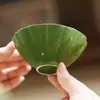 Xícara de Chá de Cerâmica Pequena Mandarina Verde com Detalhes em Ouro, Exquisite Caneca Mestra para Uso Pessoal, Xícara de Chá Doméstica, Conjunto de Chá de Alta Qualidade