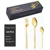 Juego de Cubiertos de Acero Inoxidable Más Vendido Transfronterizo, Juego de 18 Piezas para 6 Personas, Incluye Tenedores, Cucharas y Cucharitas de Té, en una Caja de Regalo Negra para Cocina Occidental