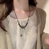 Collar de Cuentas de Cerámica Estilo Chino Vintage para Mujer, Nuevo Collar Zen de Cuerda Trenzada Estilo Nacional Retro Chino Hanfu Clavícula