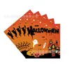 Nuevo Dibujo Animado Halloween Naranja Tema Fiesta Decoración Arreglo Servilleta Plato de Papel Mantel Vajilla Suministros Traje