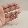 Pendientes de Borla de Diamantes de Imitación Transfronterizos de Aguja de Plata, Pendientes de Botón Retro Franceses de Nicho Elegantes y de Moda de Amatista