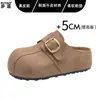 En stock~ Mocasines cerrados para mujer estilo Birkenstock, de cuero genuino, suela gruesa, que aumentan la altura, sin tacón, zapatos slip-on