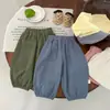 Pantalones tipo linterna de color sólido transpirables para bebé, anti-mosquitos, pantalones jogger casuales finos y holgados de verano para niños, pantalones para bebé