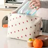 Bolsa de almuerzo de pana colorida para estudiantes y trabajadores de oficina, bolsa de almuerzo portátil linda, impermeable, aislada, bolsa térmica