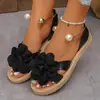 Nuevas Sandalias Planas Cómodas Casuales de Verano 2026 Talla Grande para Mujer, Estilo Floral Europeo y Americano, sin Cierre