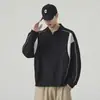 Moletom liso de cor sólida com gola redonda, corte solto, casual e moderno para 2026, nova coleção primavera/outono, camiseta masculina estilo americano legal e estilosa