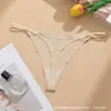 En stock, se puede etiquetar para ventas transfronterizas, tanga sexy de seda helada sin costuras con tiras finas, conjunto de tangas T para mujer talla grande europeo y americano