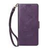 Adecuado para funda de cuero iPhone 18 Pro, Samsung S26 billetera con ranura para tarjeta patrón de piel de vaca hebilla lateral funda protectora A27 color sólido
