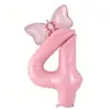 Decoración de Globo Digital con Lazo Rosa Atmósfera de Cumpleaños para Niña Accesorios para Fotos Decoración de Fiesta de Primer Cumpleaños de Bebé