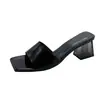 Pantuflas de Cristal Transparente para Mujer Ropa de Exterior 2026 Verano Nuevo Tacón Alto Grueso Punta Cuadrada Punta Abierta Sandalias Ropa de Exterior de Verano para Mujer Verano