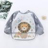 Roupas de arroz para bebês novos, roupas de bebê à prova d'água, mangas compridas, listradas, retrô, para meninos e meninas, babador de desenho animado sem lavagem, pendurado invertido