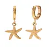 Moda Europeia e Americana Simples Elegante Brincos de Nicho Aço Inoxidável Banhado a Ouro 18K Nicho Série Oceano de Verão Brinco de Argola Feminino