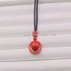 Anillo de Arena Dorada Púrpura y Cinabrio de Contenido Alto y Bajo Natural, Colgante de Cuenta Redonda, Collar con Anillo, Colgante Estilo Pareja, Estilo Moderno para Hombres y Mujeres