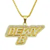 Acessórios de joias novos europeus e americanos AliExpress, mais vendidos, criativos, hip hop, punk, colar com pingente de letra cravejado de diamantes, atacado